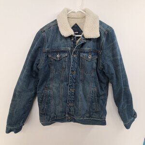 Hot Topic Jean Jacket Women's Sherpa Lined Button Up Denim Coat Size Small